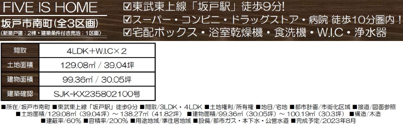 坂戸市南町　新築一戸建て　全２棟現場　新築仲介手数料０円無料！_画像2