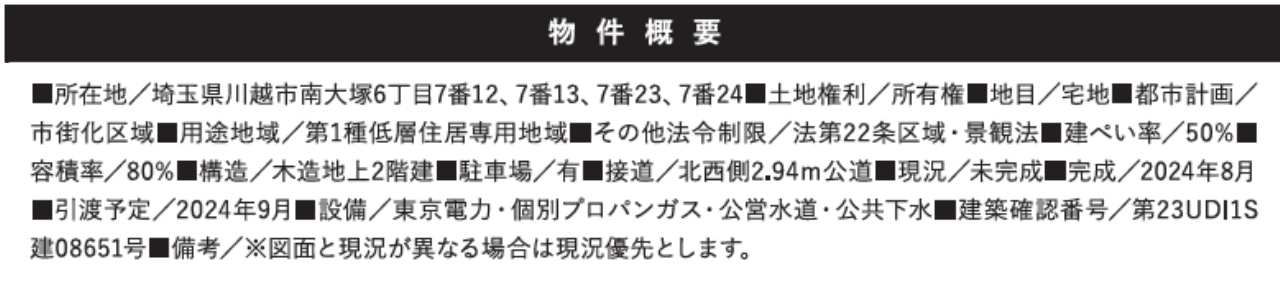 川越市南大塚１期　新築一戸建て　全２棟現場　新築仲介手数料０円無料！_画像2