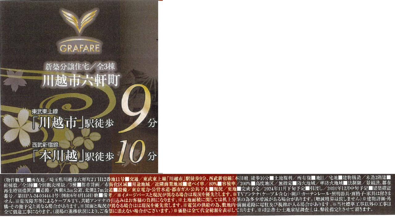 川越市六軒町　新築一戸建て　全３棟現場　新築仲介手数料０円無料！_画像2