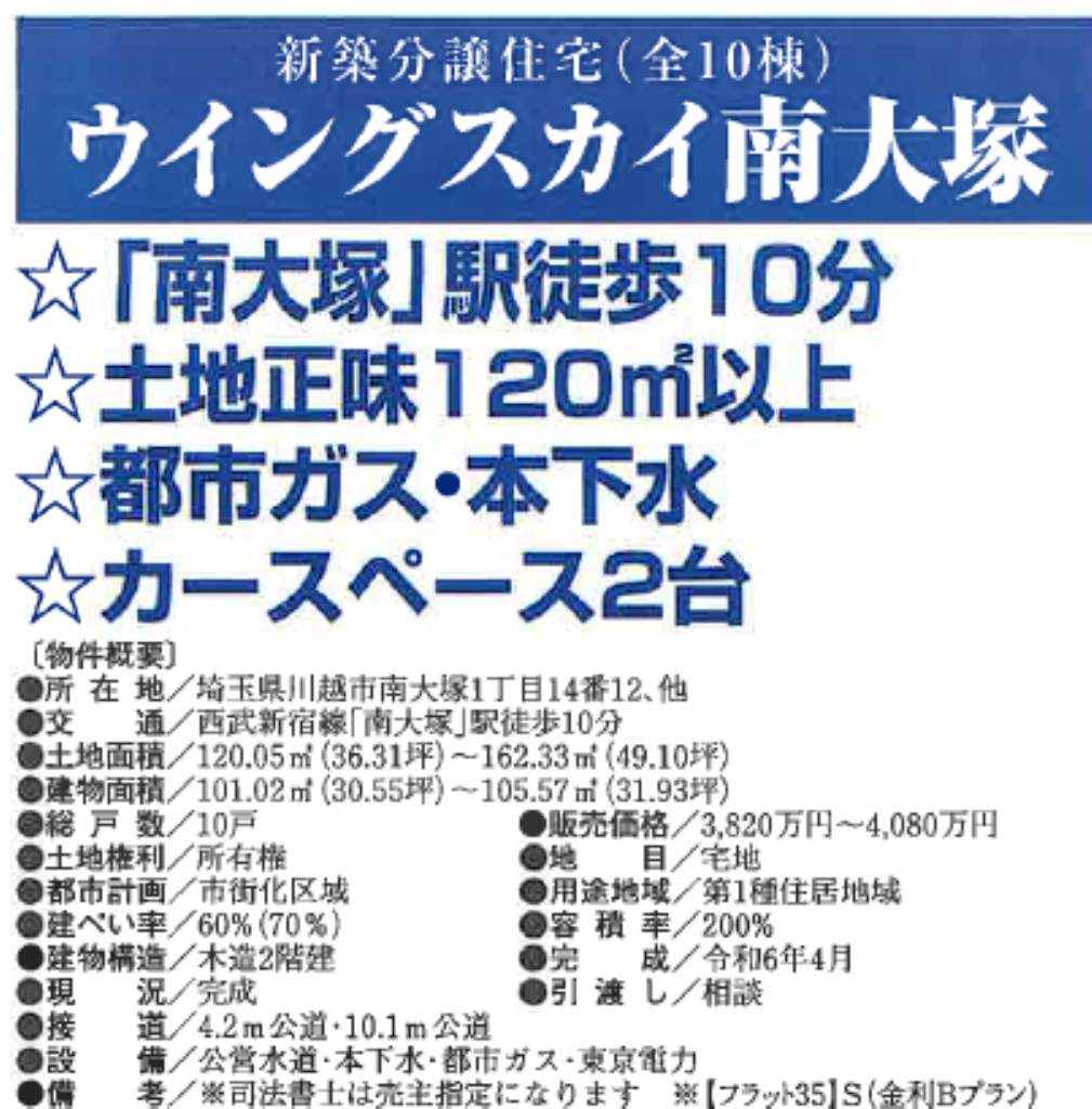 川越市南大塚１丁目　新築10棟現場　仲介手数料無料_画像4