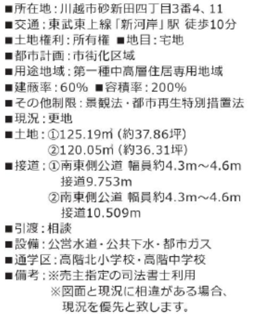 川越市砂新田４丁目　建築条件無し売り地　全２区画　２区画_画像4